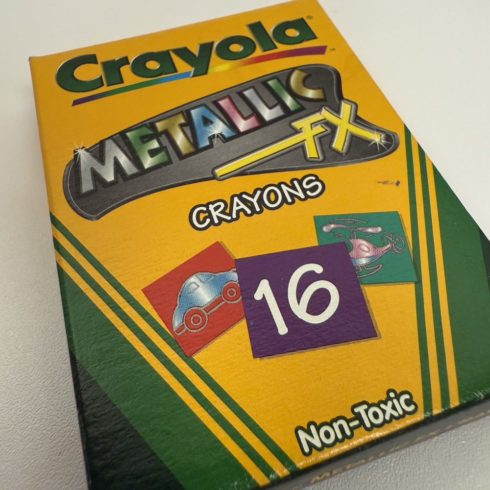 Rare Crayola Metallic FX Crayons USA Discontinued 16 Pack 2001 NOS *Flaw*